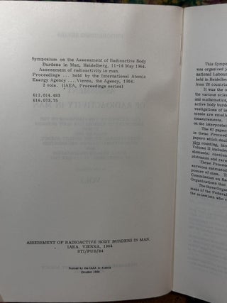 Assessment of Radioactivity in Man (Vol. 1)