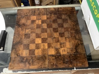 Burl/Fruitwood Wooden Folding Chess Checkers Backgammon Board