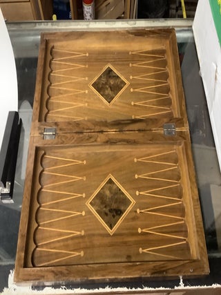 Burl/Fruitwood Wooden Folding Chess Checkers Backgammon Board