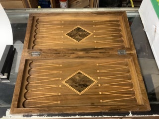 Burl/Fruitwood Wooden Folding Chess Checkers Backgammon Board