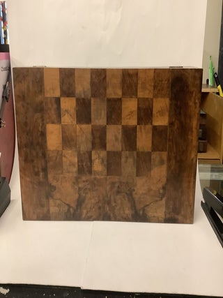 Burl/Fruitwood Wooden Folding Chess Checkers Backgammon Board