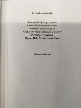 Leyes de conversion / Los escritos del Arizal