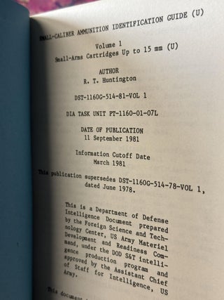 Small-Caliber Ammunition Identification Guide (U), Volume 1, Small-Arms Cartridges Up to 15 mm (U)