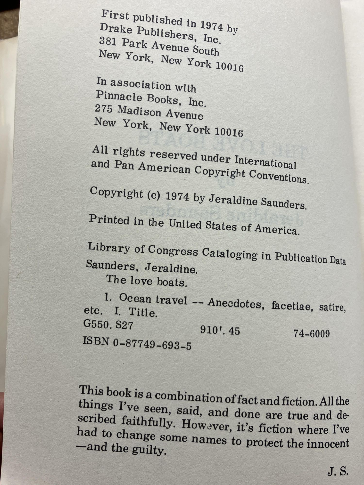 The Love Boats | Jeraldine Saunders | Signed