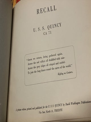Recall: A Picture Story of the U.S.S. Quincy CA 71