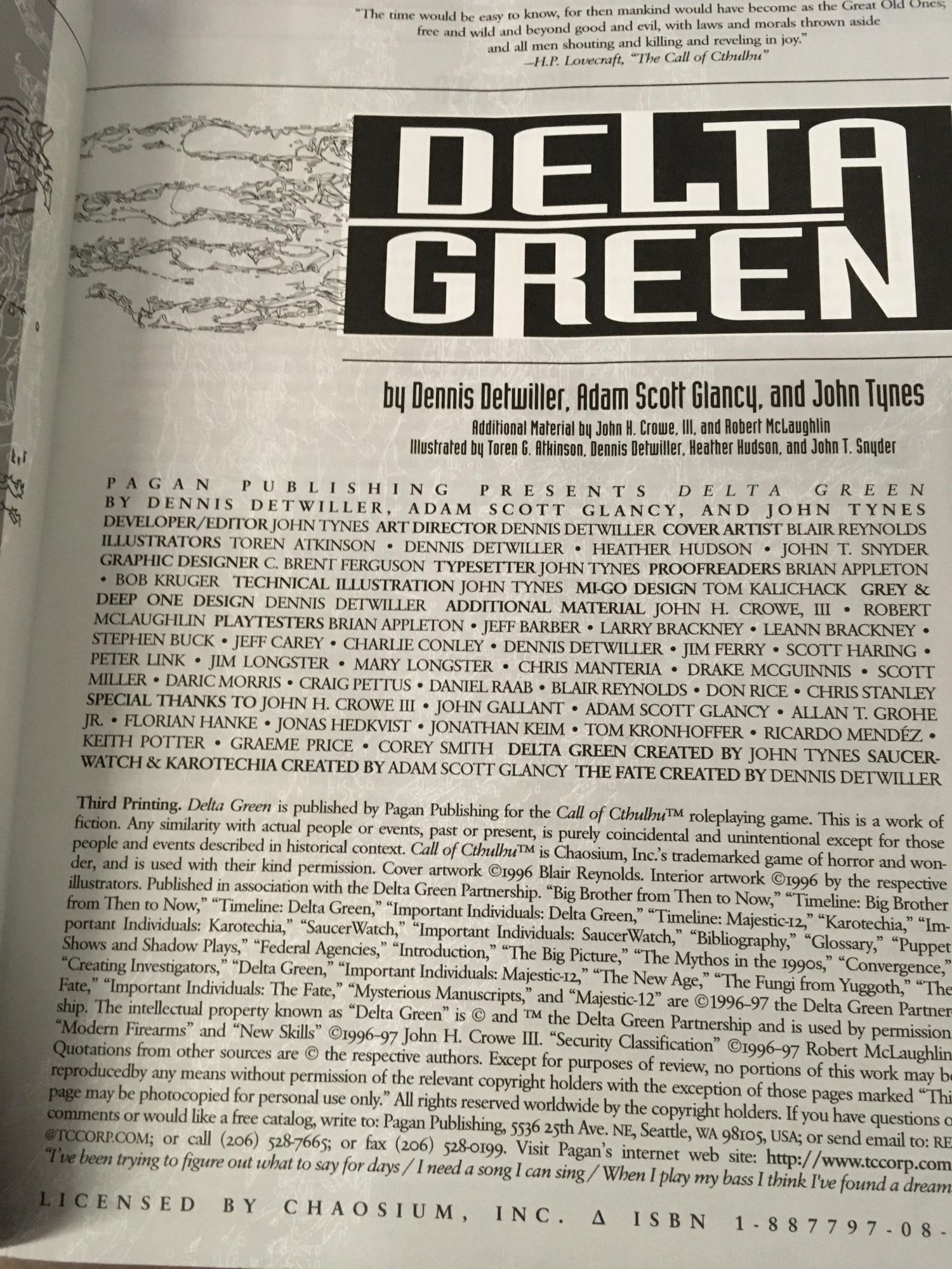 Delta Green: A Call of Cthulhu Horror Sourcebook of Modern Horror and Conspiracy from Pagan ...
