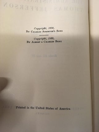 History of the United States of America During the Administration of Thomas Jefferson