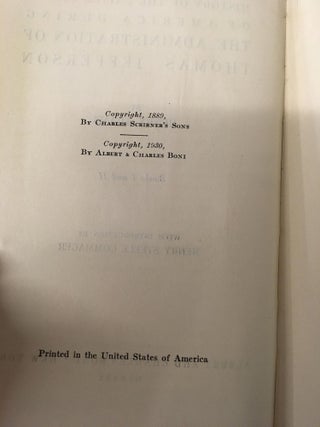 History of the United States of America During the Administration of Thomas Jefferson