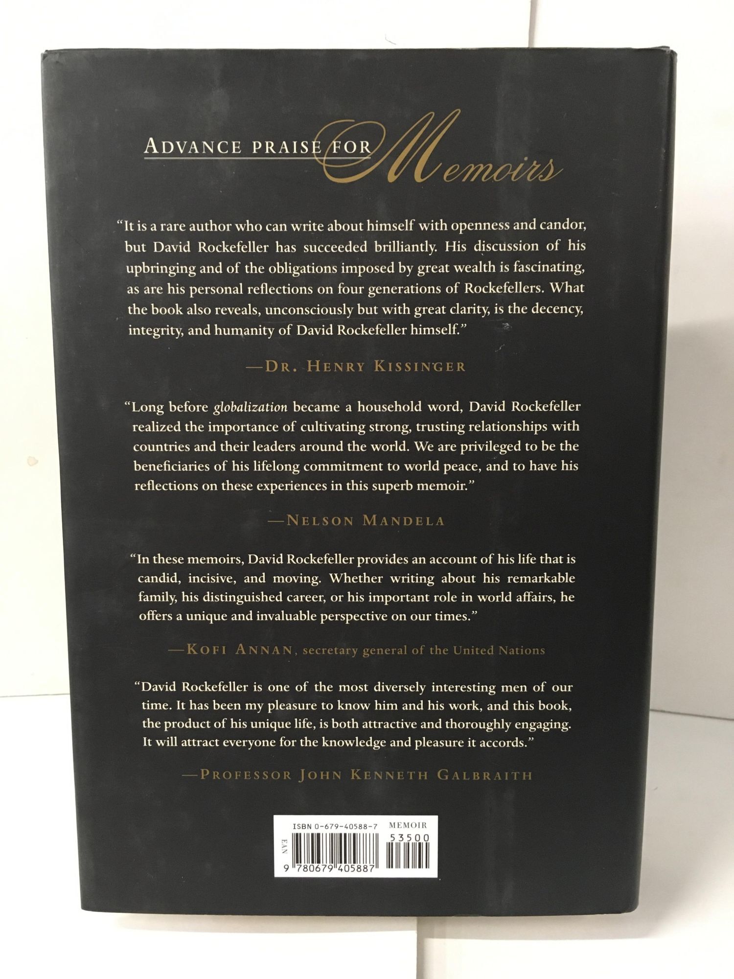 David Rockefeller: Memoirs | David Rockefeller | Signed