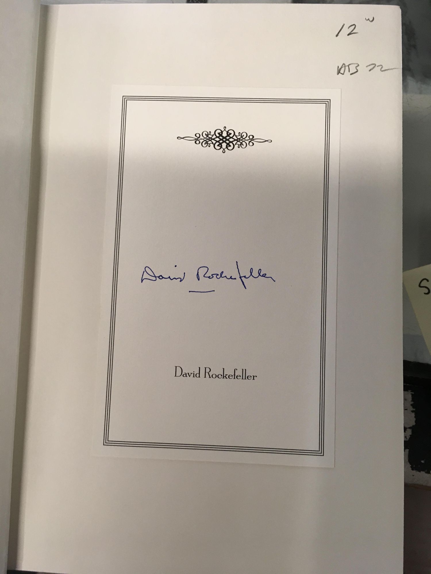 David Rockefeller: Memoirs | David Rockefeller | Signed
