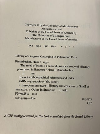 The Smell of Books: A Cultural-Historical Study of Olfactory Perception in Literature