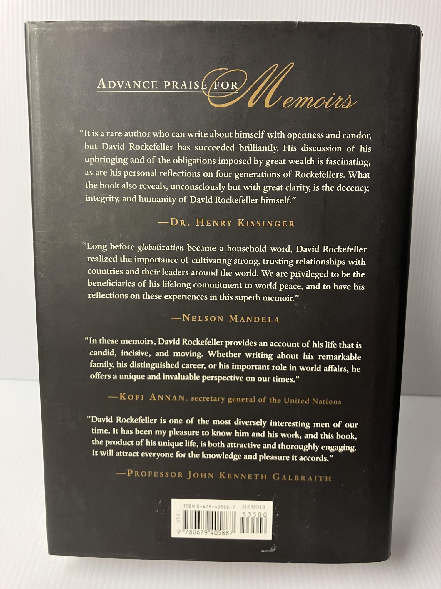 David Rockefeller: Memoirs | David Rockefeller | Signed