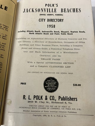 Polk's Jacksonville Beaches (Duval County, Florida) City Directory 1958