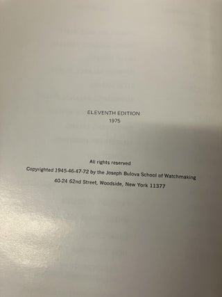 The Joseph Bulova School of Watchmaking Training Manual