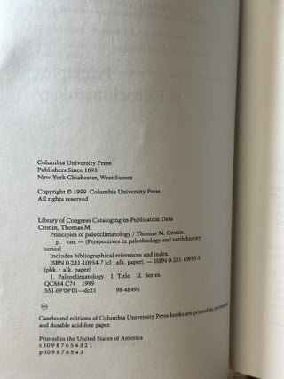 Principles of Paleoclimatolgy