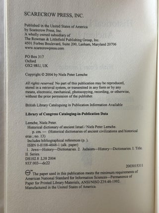 Historical Dictionary of Ancient Israel