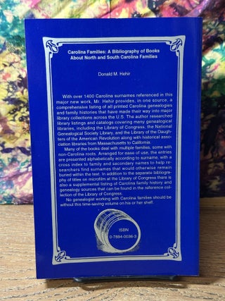 Carolina Families: A Bibliography of Books About North and South Carolina Families