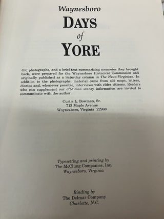 Waynesboro Days of Yore