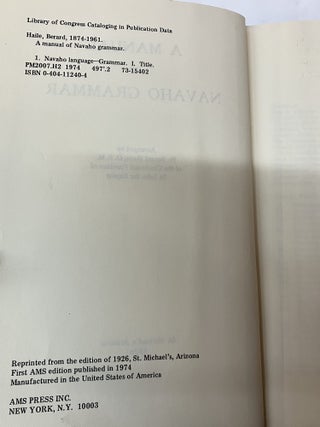 A Manual of Navaho Grammar