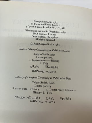 Lustre Pottery: Technique, Tradition, and Innovation in Islam and the Western World