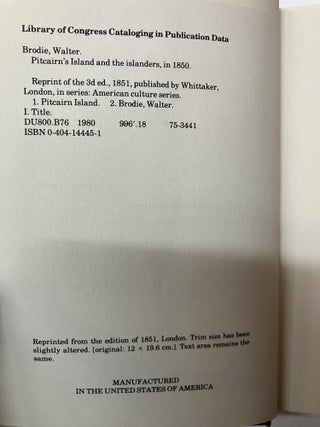 Pitcairn's Island, and the Islanders, in 1850