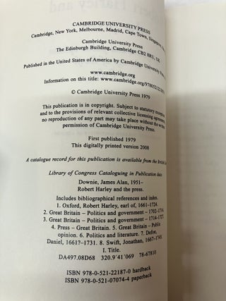 Robert Harley and the Press: Propaganda and Public Opinion in the Age of Swift and Defoe
