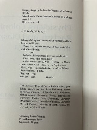 Physicians, Colonial Racism, and Diaspora in West Africa