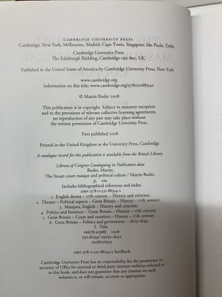 The Stuart Court Masque and Political Culture