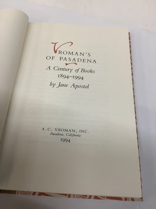 Vroman's of Pasadena: A Century of Books 1894-1994