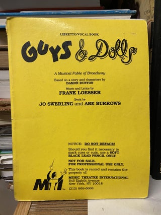 Item #69953 Guys & Dolls- A Musical Fable of Broadway (Libretto/Vocal Book). Frank Loesser, Damon...
