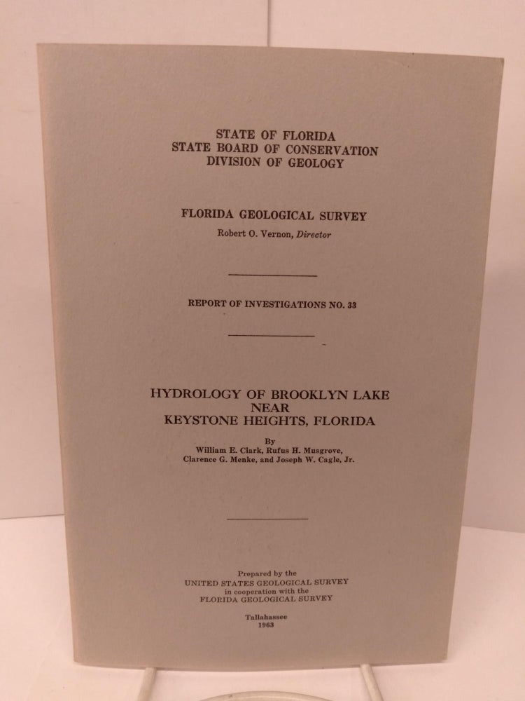 Item #80267 Hydrology of Brooklyn Lake Near Keystone Heights, Florida. William Clark.