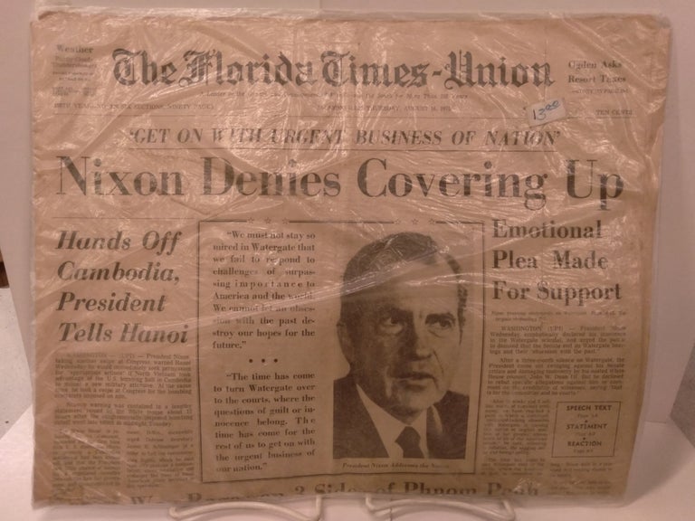 Item #87690 The Florida Times-Union: Nixon Denies Covering Up; Hands off Cambodia, President Tells Hanoi