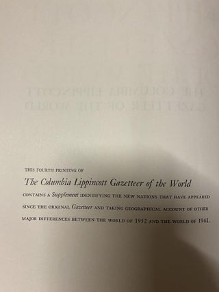 THE COLUMBIA LIPPINCOTT GAZETTEER OF THE WORLD with 1961 Supplement