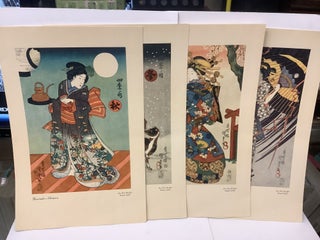 Kunisada Japanese Prints, Four Decorative Reproductions in Full Color, Ready for Framing