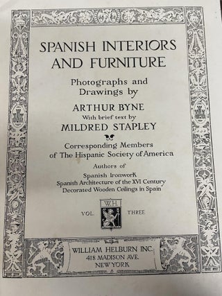 Spanish Interiors And Furniture, Volume Three
