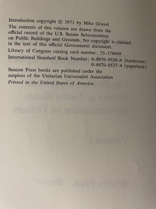 The Pentagon Press: The Defense Department History of United States Decisionmaking on Vietnam (Four Volume Set) (The Senator Gravel Edition)