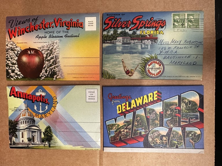 Item #97493 Vintage Linen Technicolor Postcard Set (Silver Springs, Annapolis, Winchester and Water Gap)