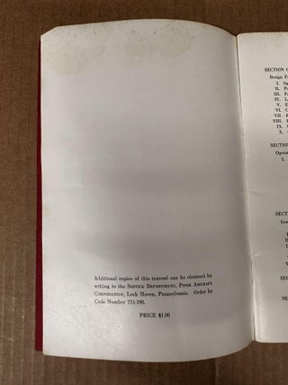 Owners' Handbook for Operation and Maintenance of The Piper Pacer, Model PA-20 Airplane and The Piper Tri-Pacer, Model PA-22 Airplane
