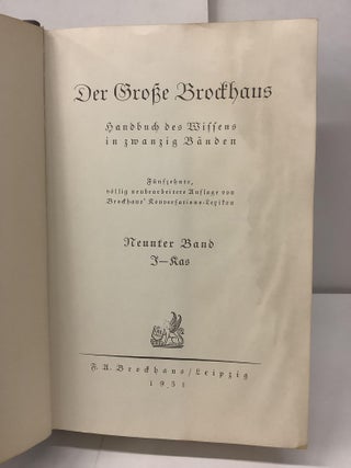 Der Grobe Brockhaus Handbuch des Wiffens in Zwanzig Banden / The Great Brockhaus Handbook of Knowledge in 20 Volumes; Volume 9, I-Kas